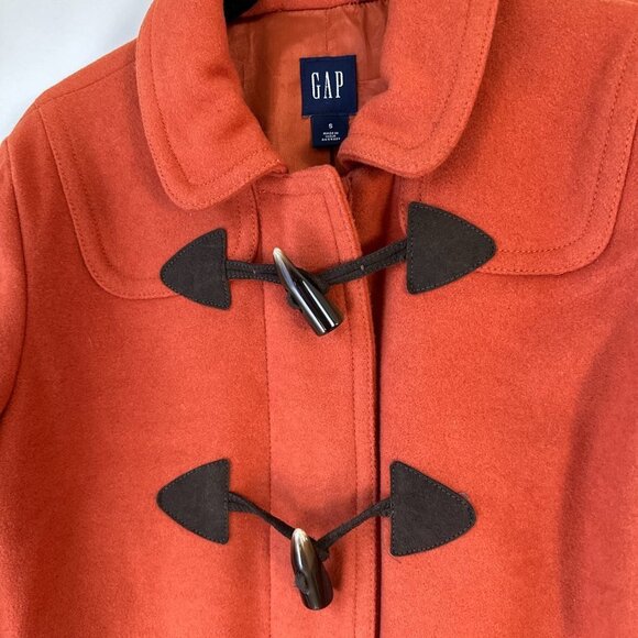 GAP Women's Orange Wool Blend Toggle Jacket‎ DUFFLE COAT S - Picture 7 of 9